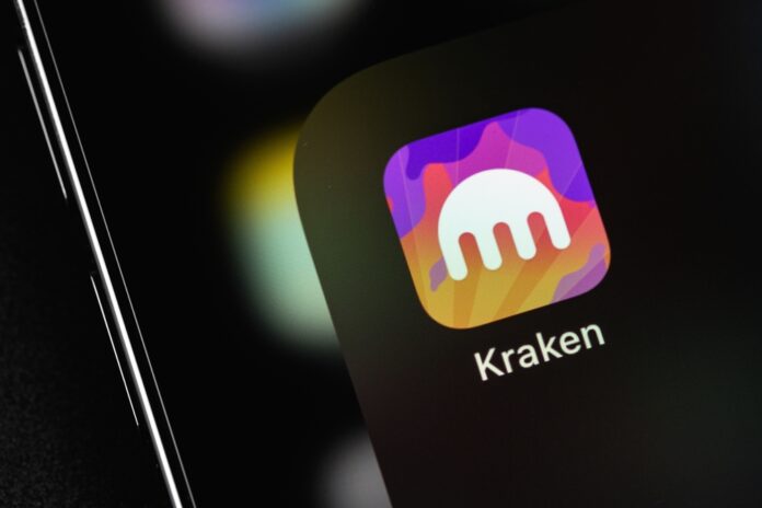 Kraken,Mobile,Icon,App,On,A,Screen,Smartphone,Closeup.,Kraken